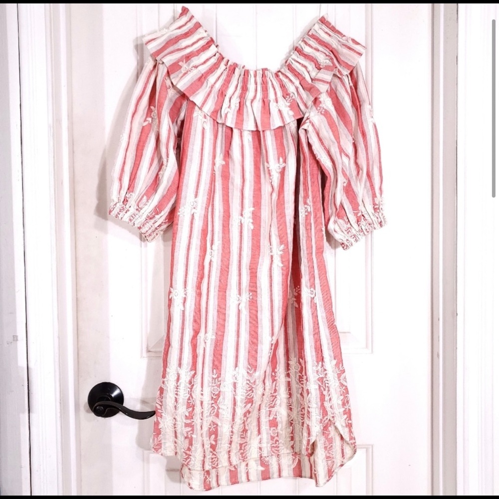 MISA LA revolve off shoulder striped dress small S